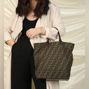 Fendi Zucca Brown Jacquard Tote Bag